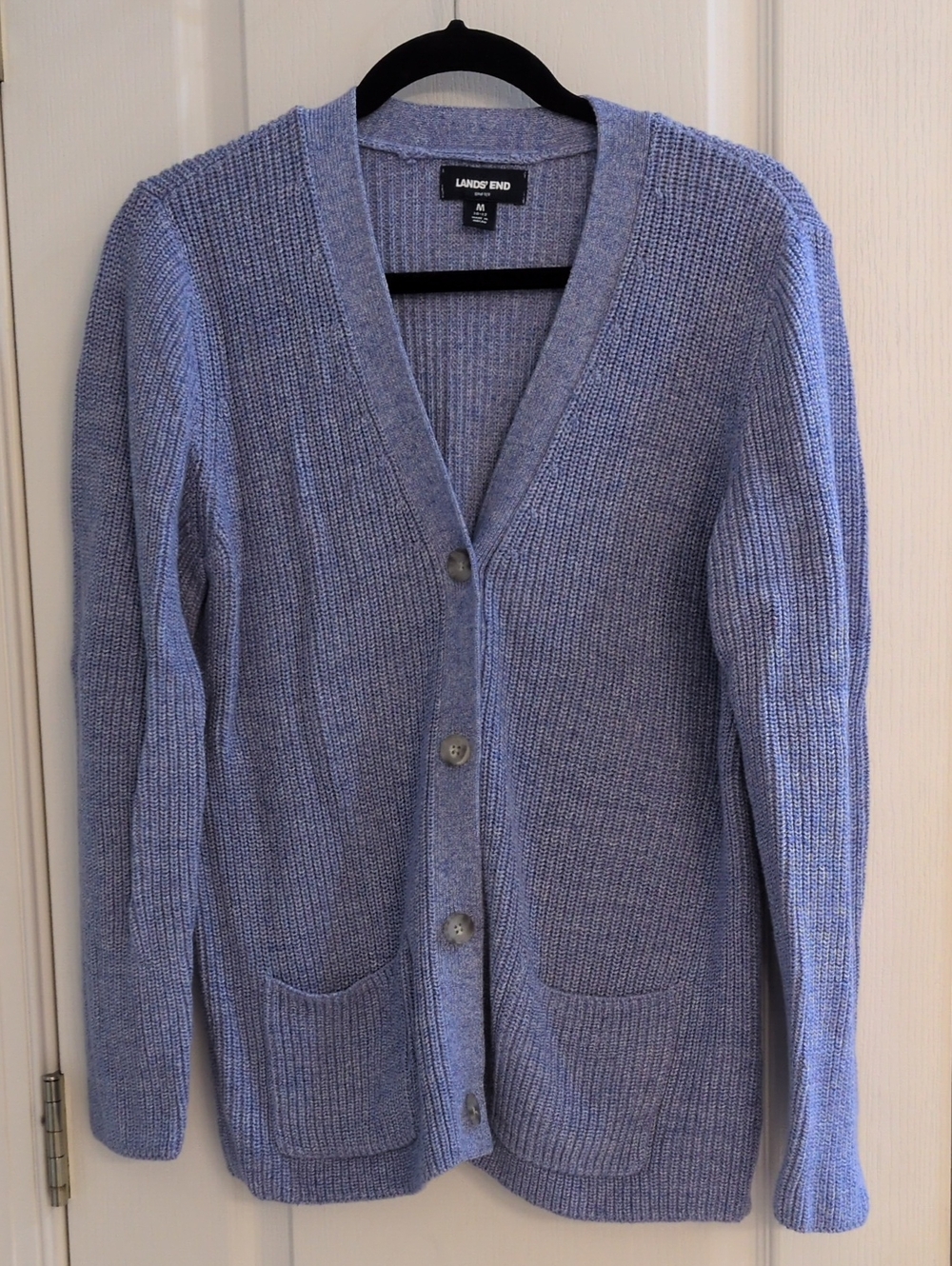 Lands' End - Women's V-nick Light Periwinkle Button Front Cardigan w/Pockets